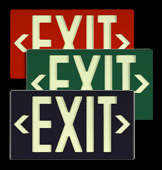 Jessup Glo Brite 7040-B — Jessup PF50 ECO Exit sign. Green Plastic Frame for Surface, Flag or Ceiling Mounting - Single Sided