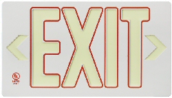 Jessup Glo Brite 7130-B — Jessup PF50 ECO Exit sign. White Plastic w/Edging in Red - Single Sided