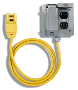 TRC 14880-003 GFCI 120V, 15 AMPS, Manual reset, Rt. Angle plug with 6 ft cord w/Quad Box
