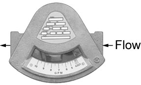 322202T0110.5/5W — ERDCO See-Flo Meter, Brass Body, 1/2 inch NPT, Right to Left Flow, 0.5 to 5 GPM Water Flow
