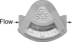 322102T0110.5/5W — ERDCO See-Flo Meter, Brass Body, 1/2 inch NPT, Left to Right Flow, 0.5 to 5 GPM Water Flow