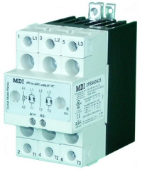 2PSS60A25 — MDI SSR, 25 amps, 3 phase 42-600 volts AC, 3-32 vdc input, 54 mm